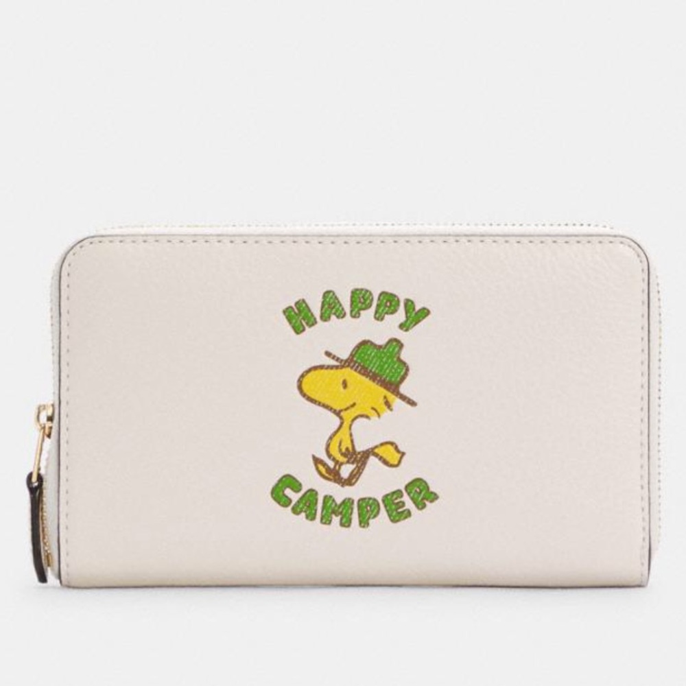 Coach X Peanuts Medium Zip Wallet With Woodstock